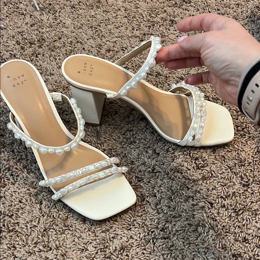 A New Day Stacy mule block heels-cream with pearls